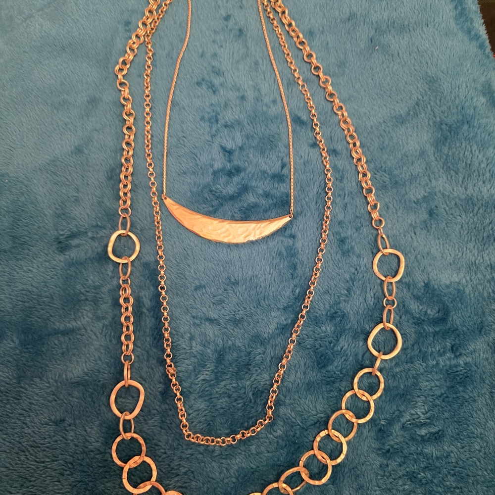 Chico's Gold-Tone Layered Crescent & Mixed-Link Necklace